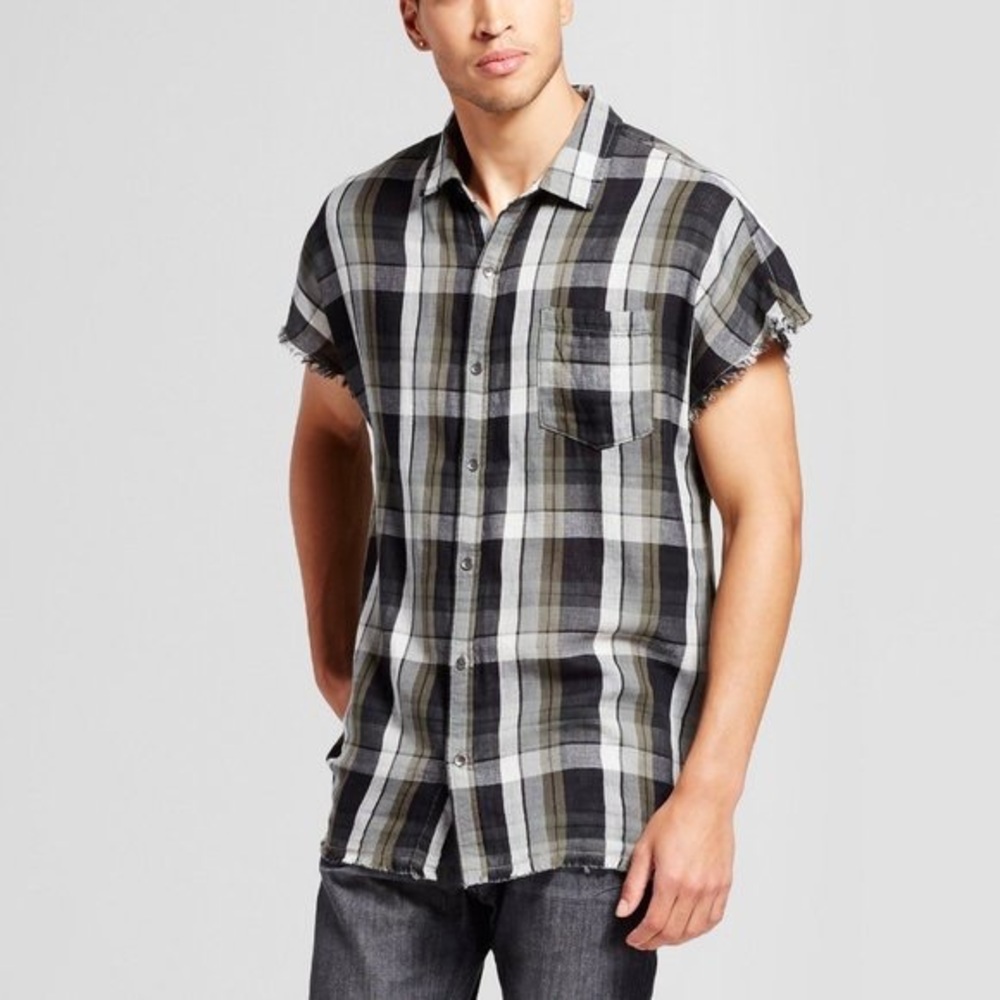 Men’s Jackson Cutoff Oversized Frayed Flannel